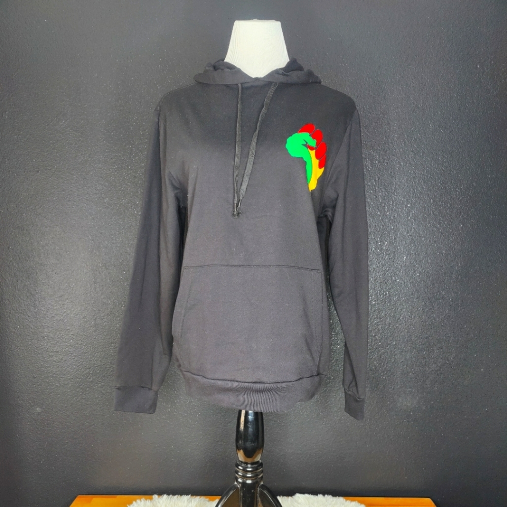Hybrid Hoodie Pullover with Power Fist in Red, Green, and Yellow NEW Never worn